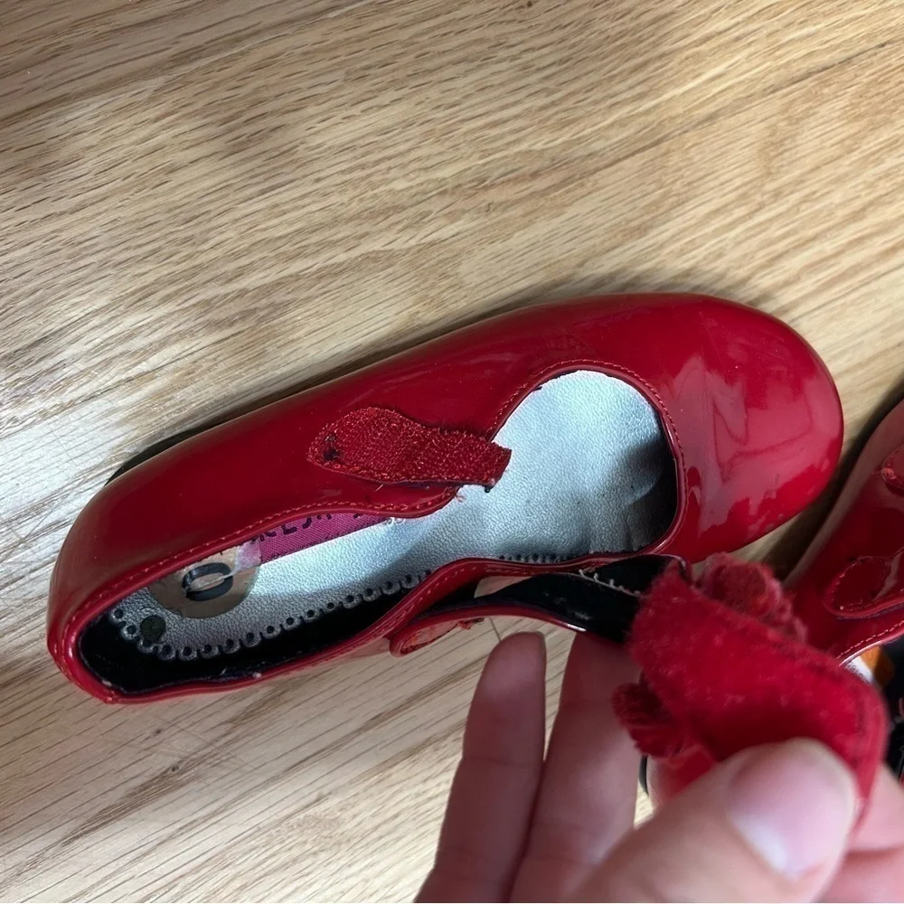 Rachel Shoes Red Patent Faux Leather Flats Sz 10 Girls Kids Toddler Dress Floral